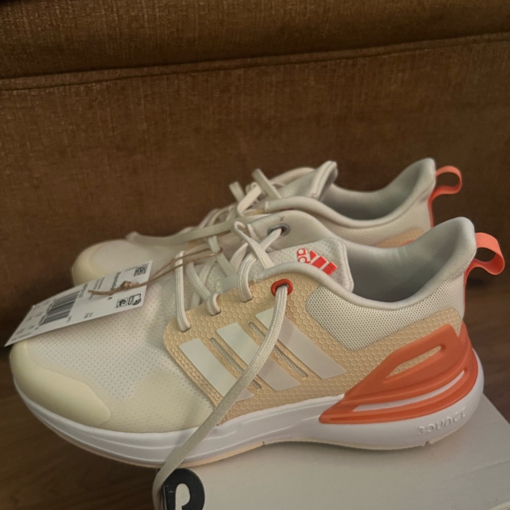 Stylish Adidas Girl’s Cream and Orange Sneakers